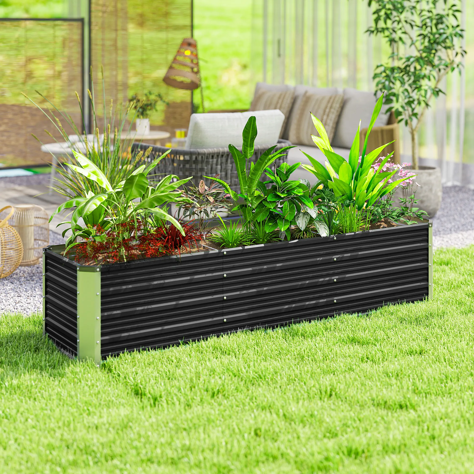 Hochbeet Grau 183L x 47B x 40H cm