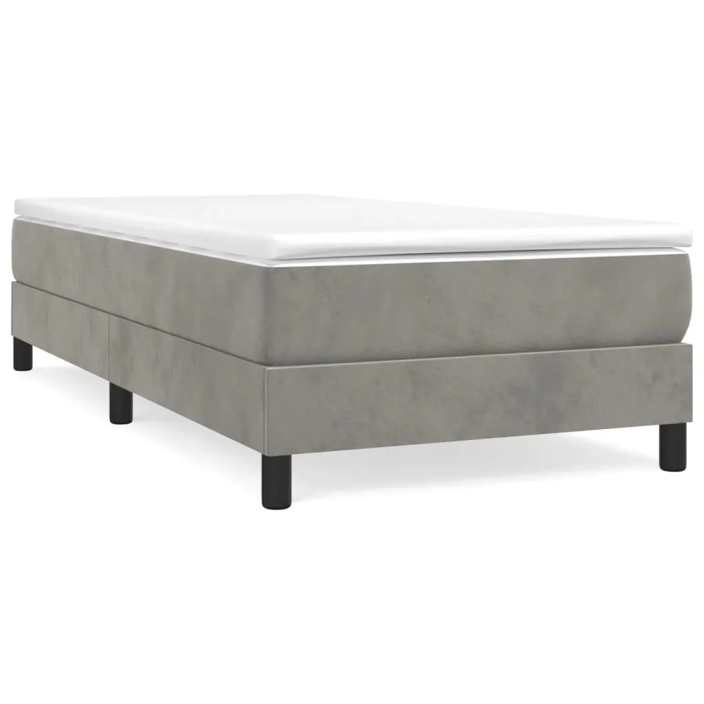 Boxspring-Bettrahmen Hellgrau 203x80x25 cm Samt, Massivholz