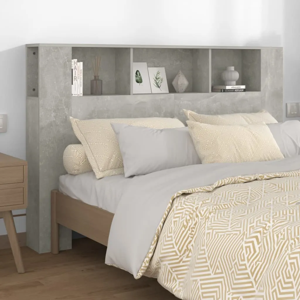 Kopfteil-Regal Betongrau 160 x 18,5 x 104,5 cm mit Stauraum