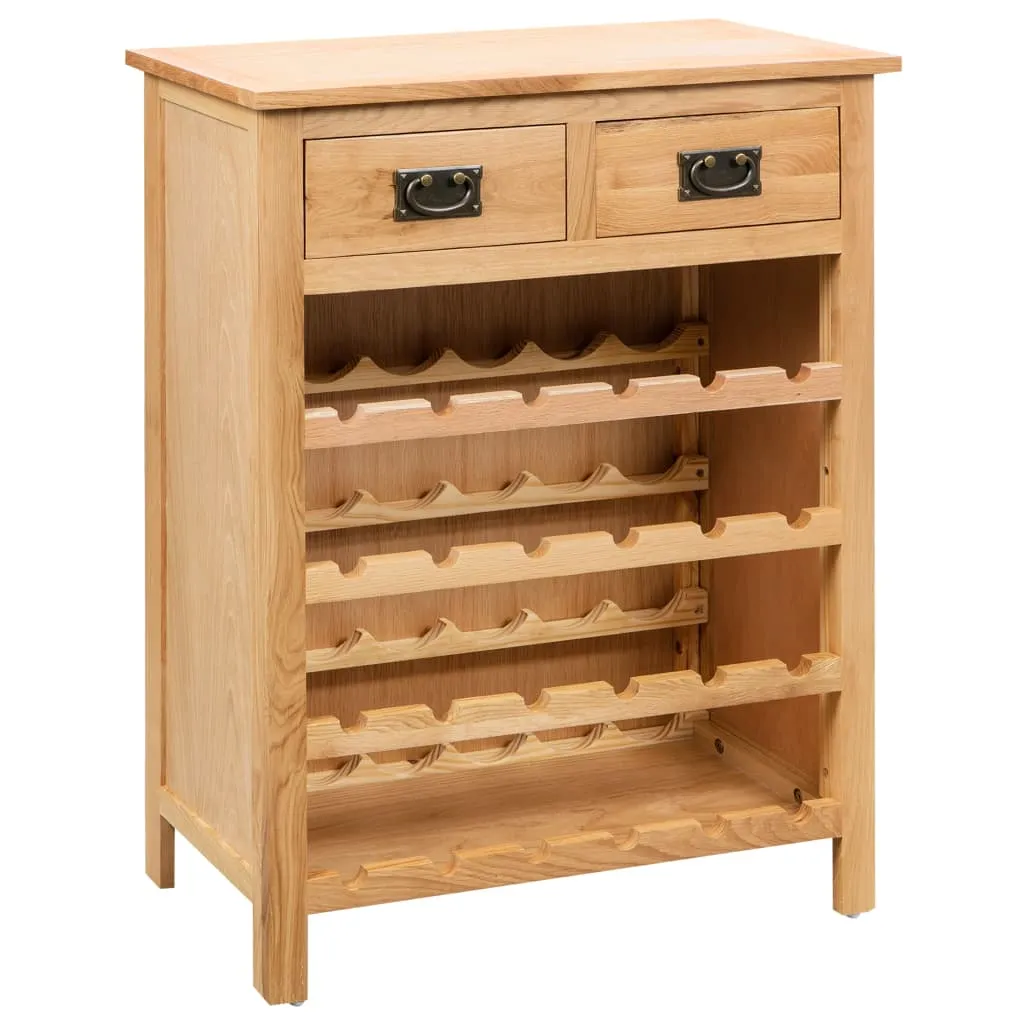 Weinregal aus massivem Eichenholz und MDF mit Eichenfurnier 72x32x90 cm Braun