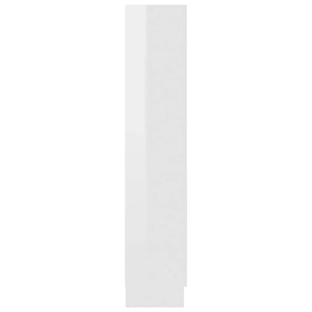 Vitrine mit 4 Fächern und 2 Türen 82,5x30,5x150 cm Hochglanz-Weiß