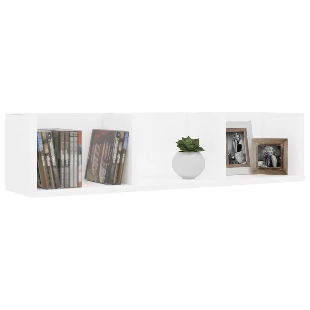 CD-Wandregal Weiß 75 x 18 x 18 cm mit 3 Fächern