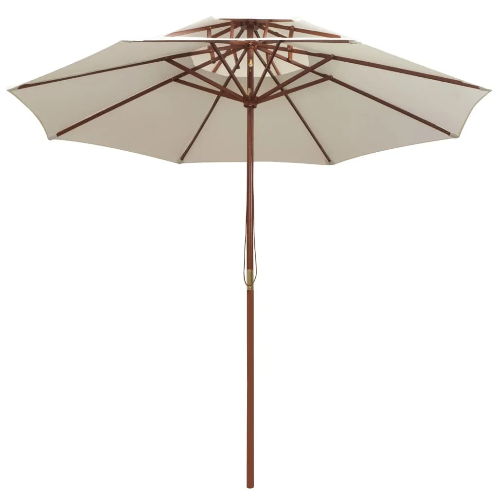 Eleganter Sonnenschirm 270x270 cm Cremeweiß mit Naturholzgestell