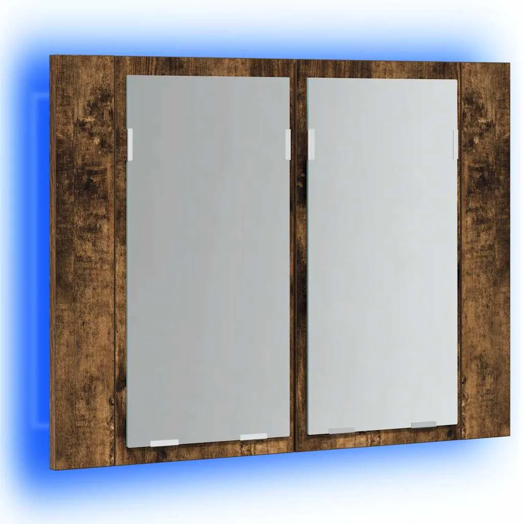 Spiegelschrank mit LED-Beleuchtung 60x12x45 cm Räuchereiche