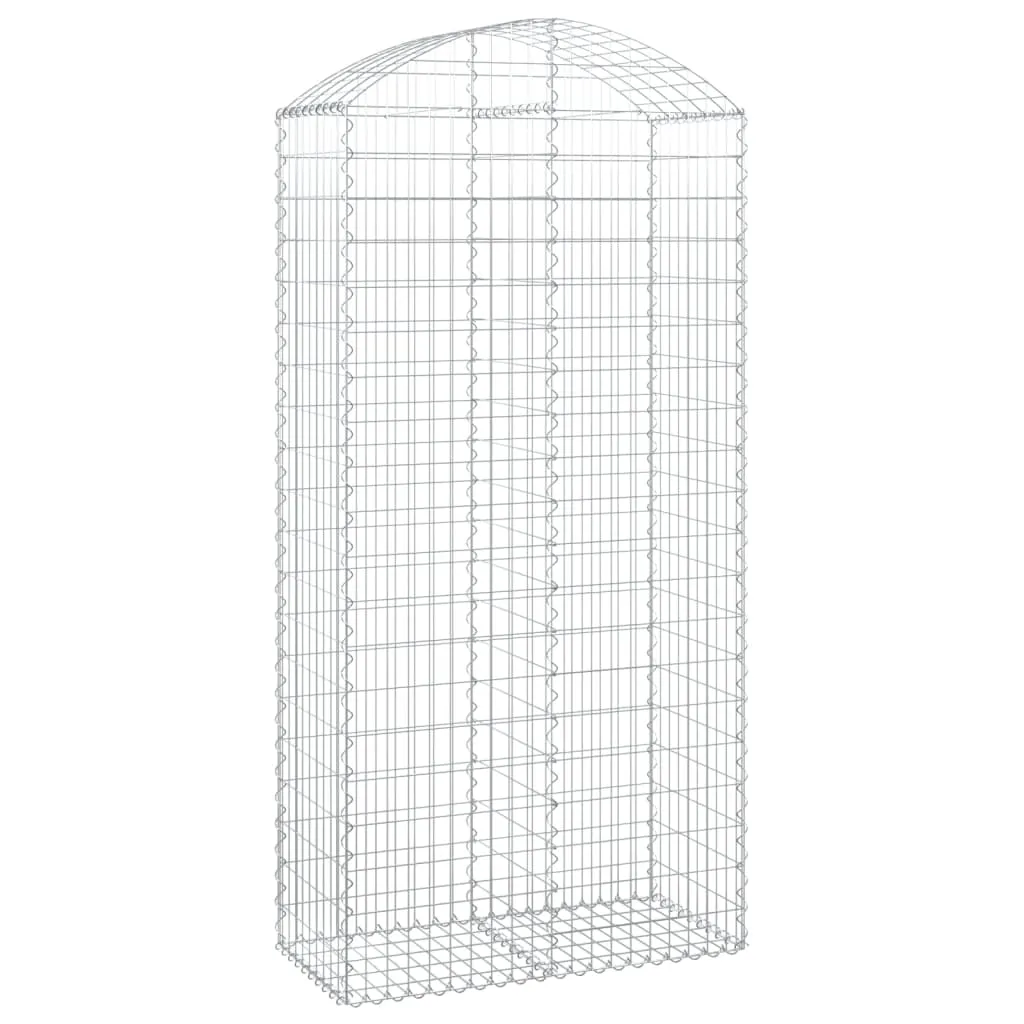 Gabionenwand Hochbogen 100x50x200/220 cm Silber verzinktes Eisen