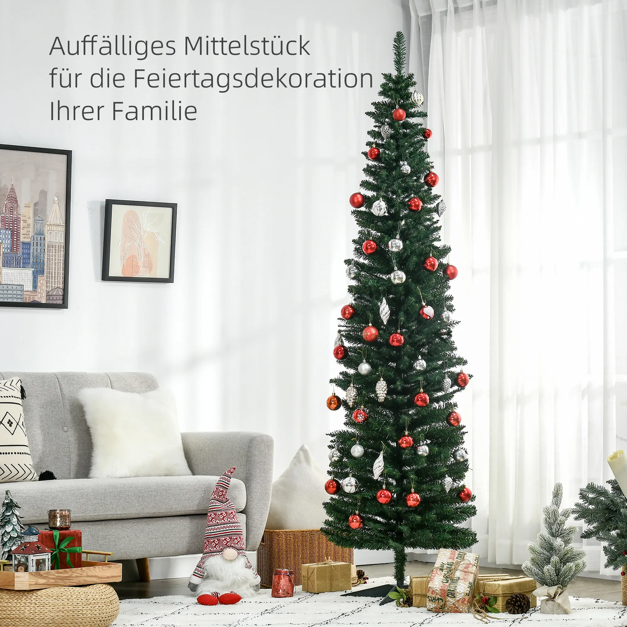 Künstlicher Weihnachtsbaum Tanne 2,1 m Kunststoff Grün mit Ständer