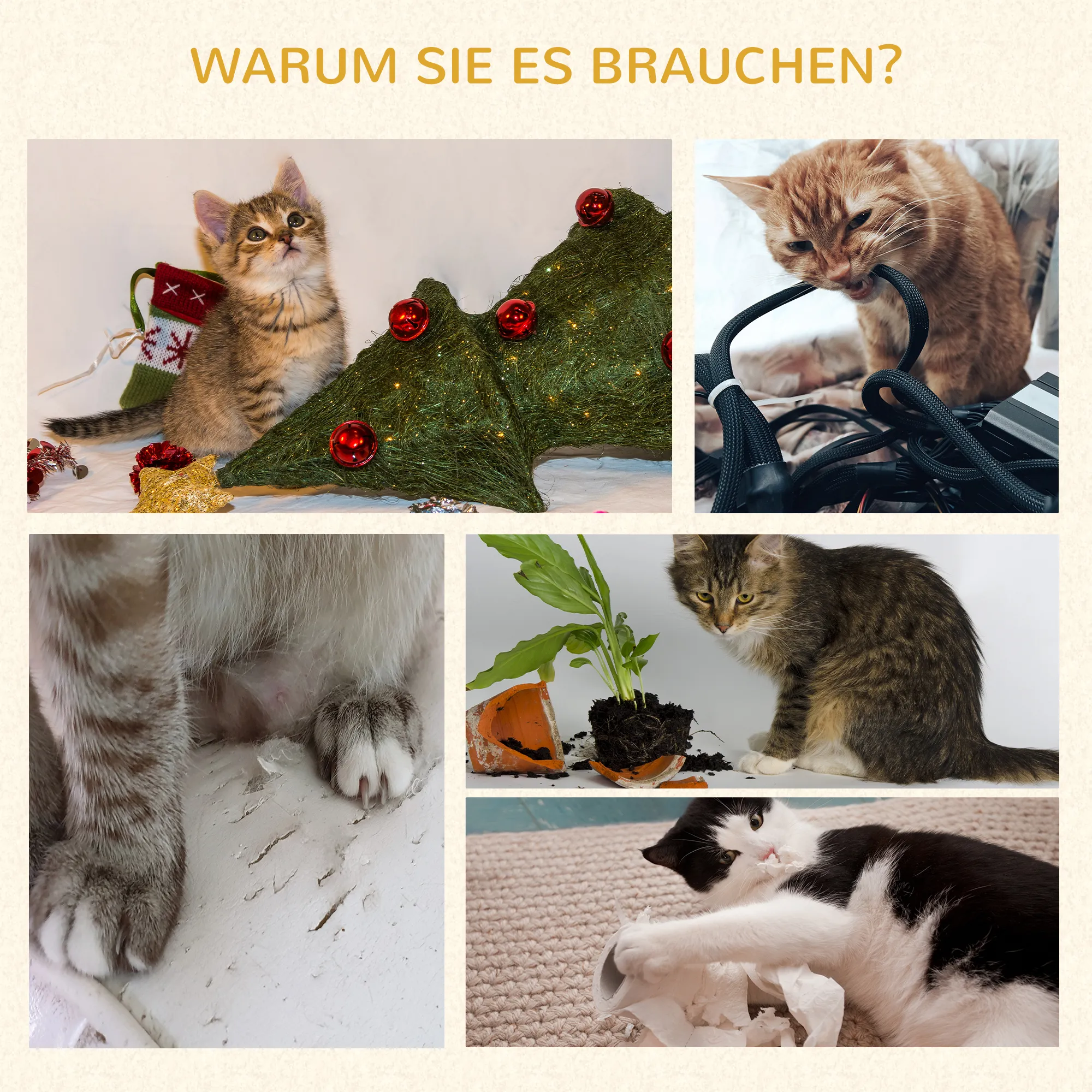 Kratzbaum mit Jute-Kratzmatte, Liegeplattform, Spielball, Katzenhaus, kaffeebraun, 40 x 40 x 57 cm