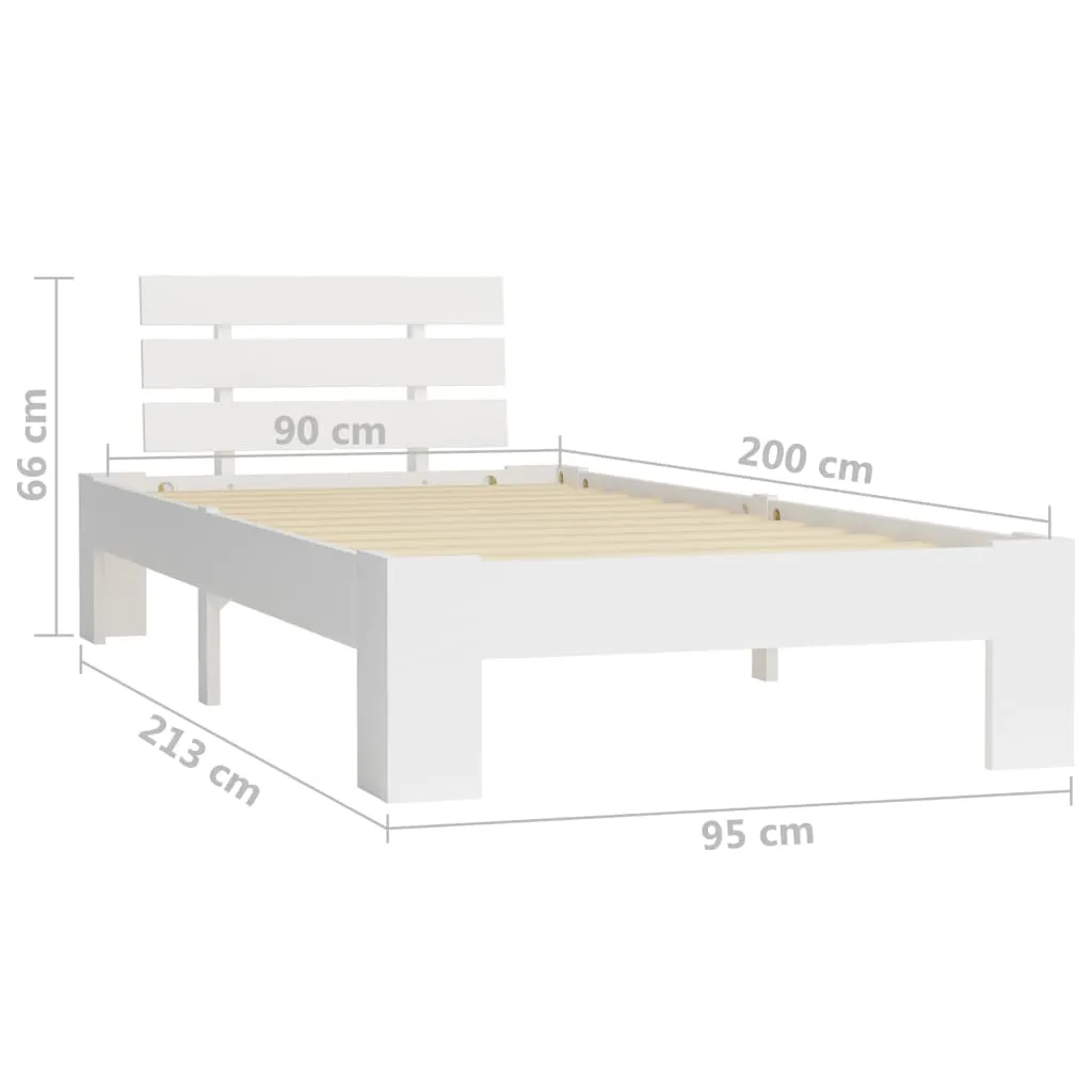 Massivholz Bettrahmen Weiß 213 x 95 x 66 cm für 90 x 200 cm Matratze