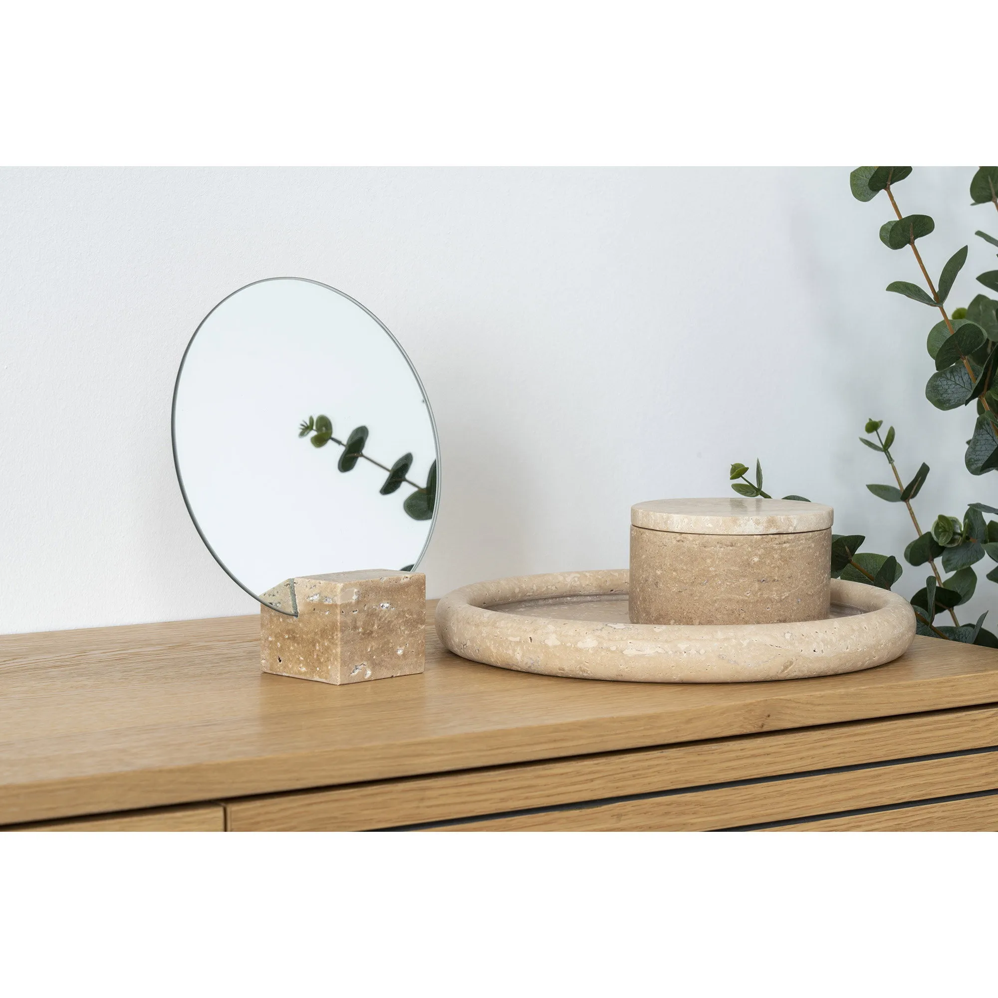 tinkaro Tablett Travertin ø25,5 cm Beige