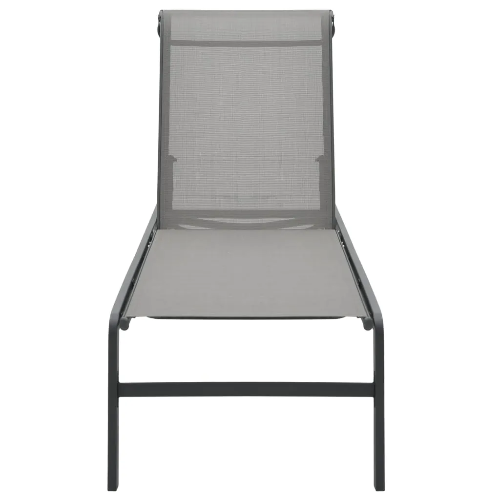 Sonnenliegen-Set Grau 208,5x59,5x38 cm mit Beistelltisch