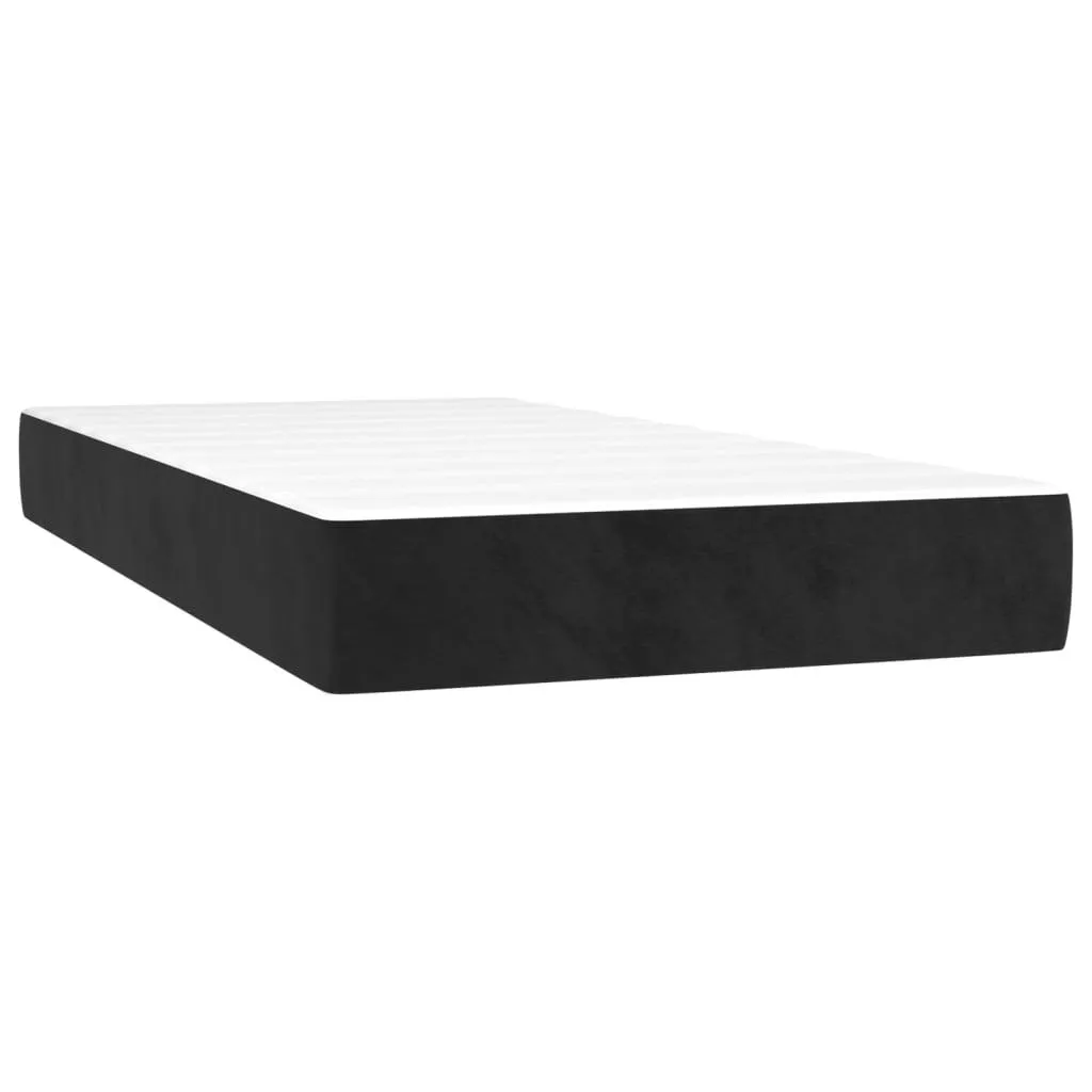 Boxspringbett aus Samt mit Matratze, Auflage und Bank, Schwarz