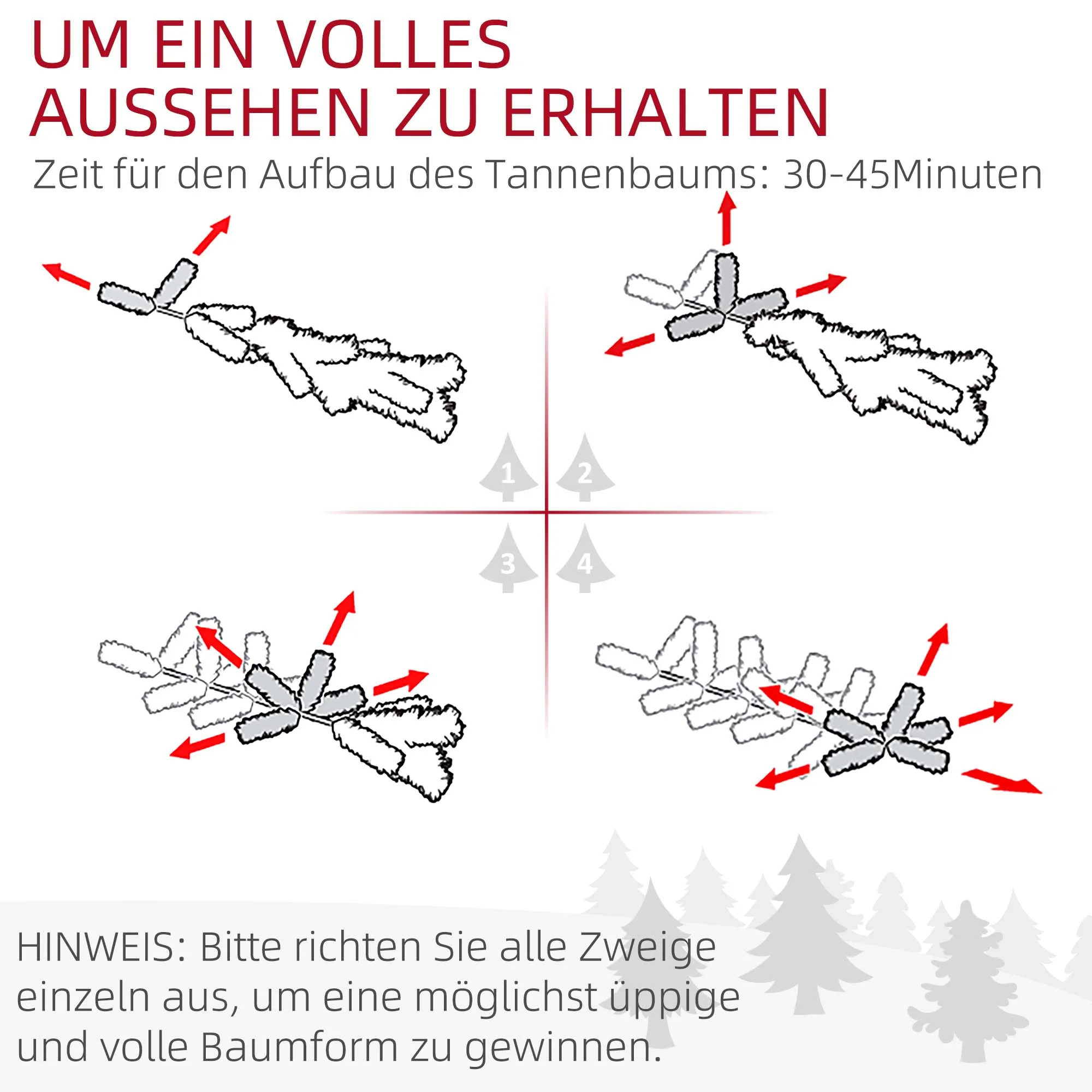 Künstlicher Weihnachtsbaum 180 cm Tannenbaum mit 1000 Spitzen Grün