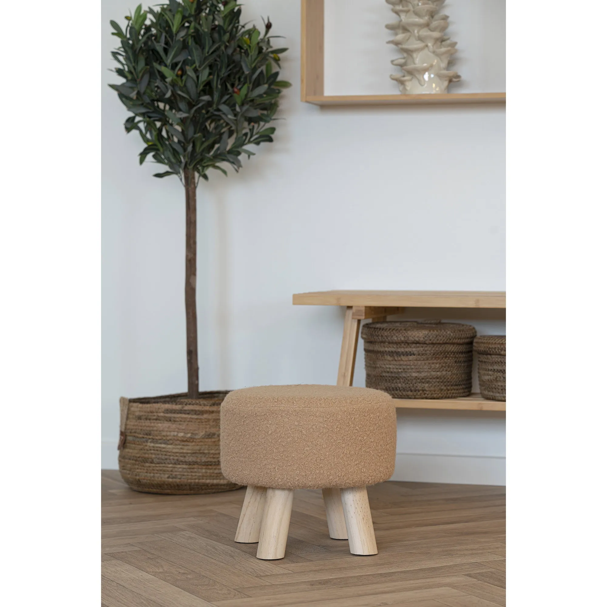 tinkaro Hocker Aberdeen Polyester, Kiefernholz, Sperrholz, Schaumstoff Sand