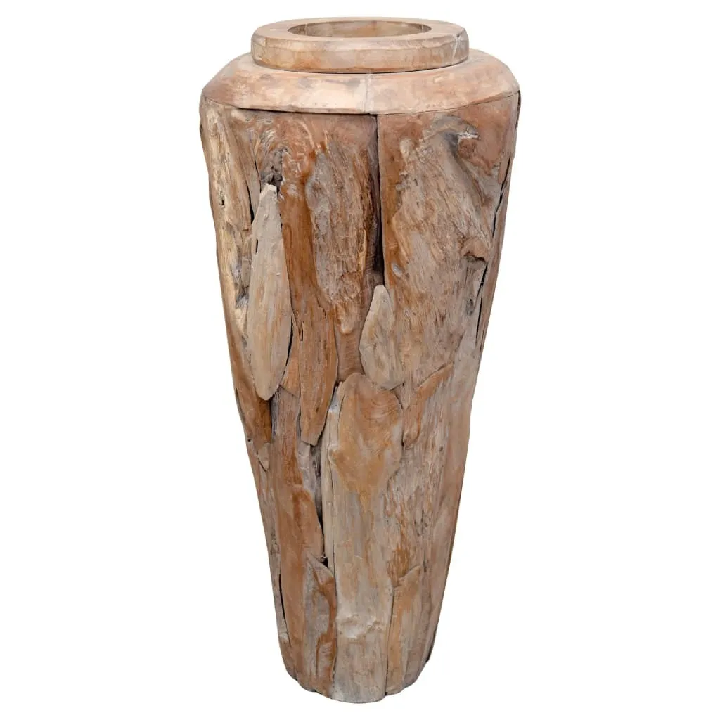 tinkaro Deko-Vase GIZUR Massivholz Teak Stand-Vase Braun