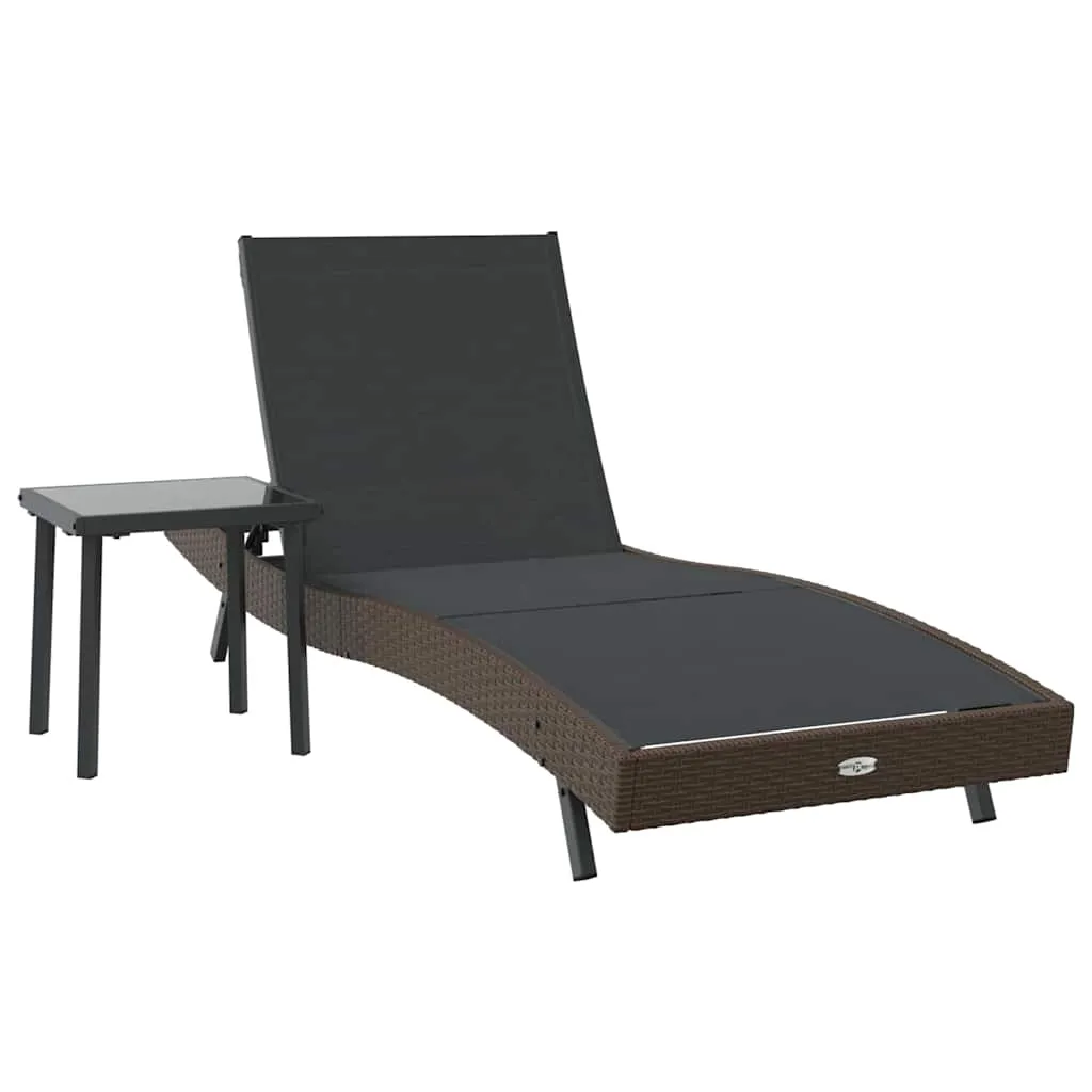 Sonnenliege mit Tisch 197x70x82 cm Schwarz und Braun