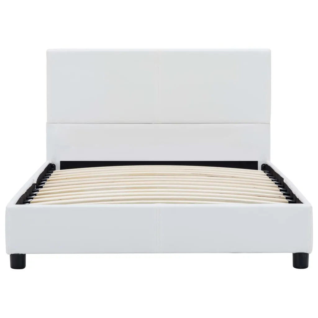 Eleganter weißer Bettrahmen aus MDF mit Kunstleder, 210x94x65 cm