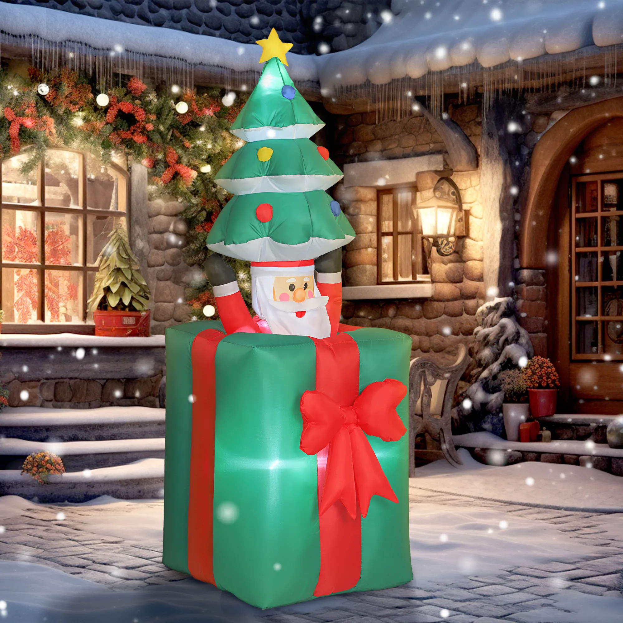 Aufblasbare Weihnachtsdekoration Weihnachtsmann LED Polyester