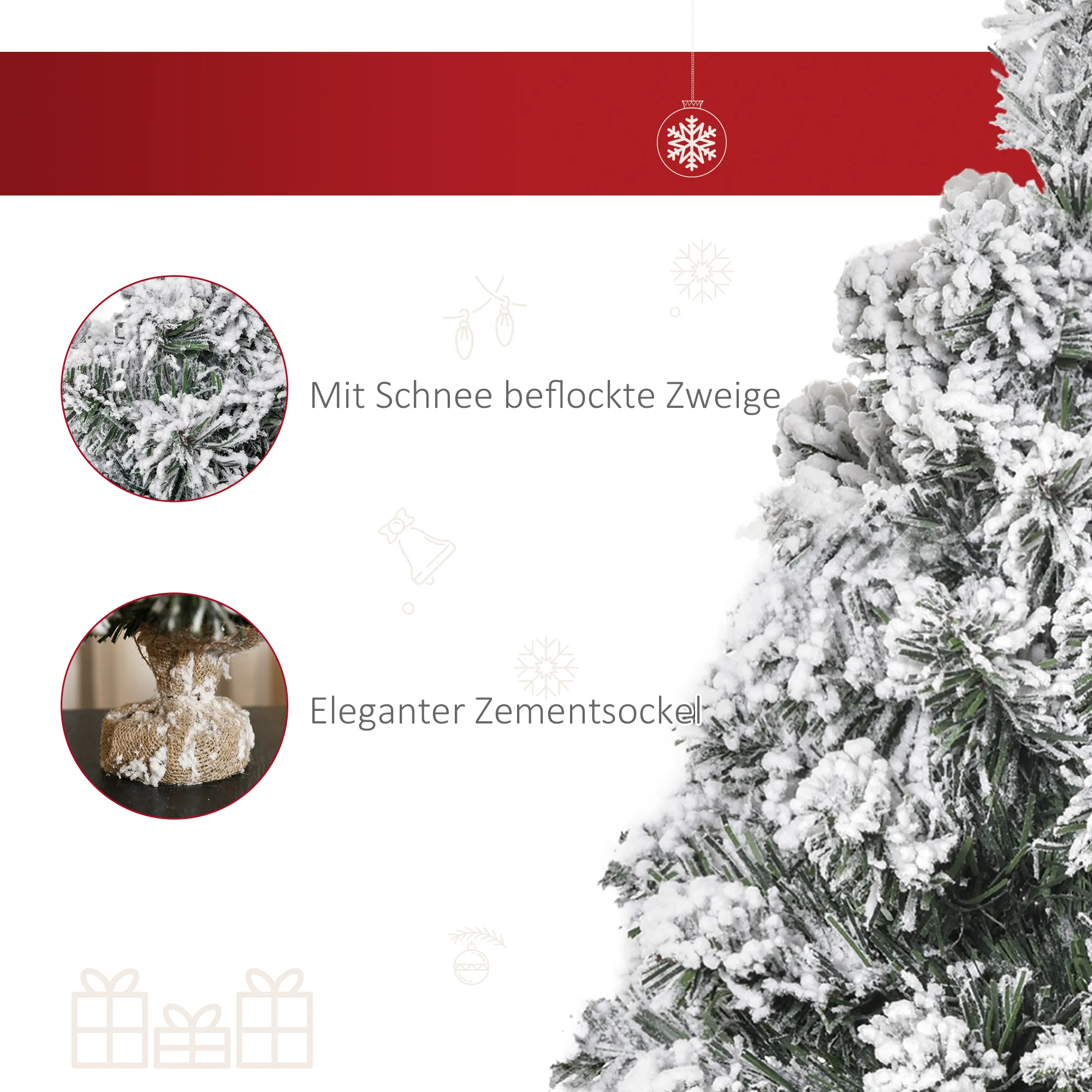 Künstlicher Weihnachtsbaum 60 cm mit Schnee-Effekt, Grün-Weiß