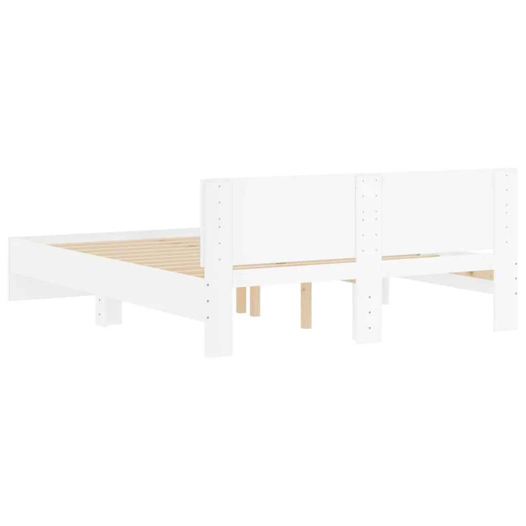 Bett Weiß 193 x 145 x 70 cm mit Holzwerkstoff und Sperrholzlatten