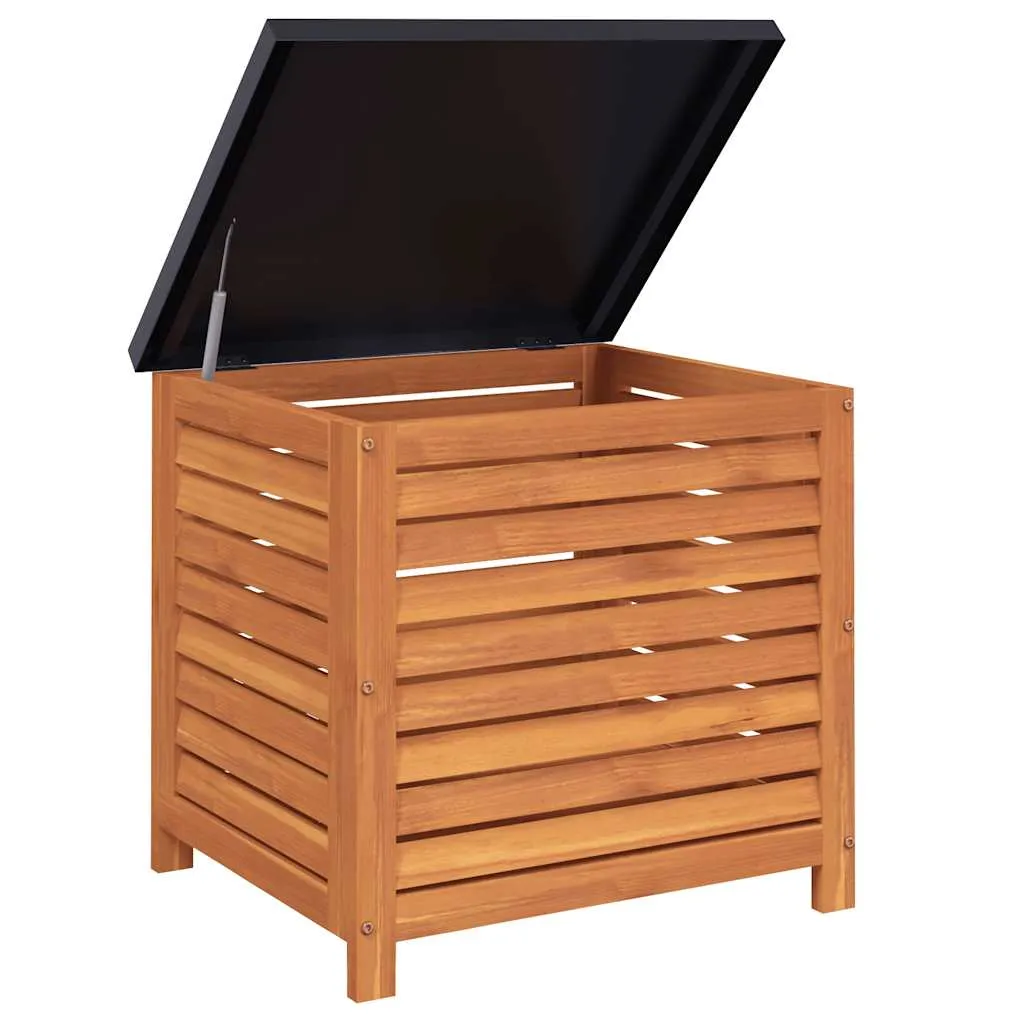 Gartenbox aus Massivholz 60x50x55 cm rötlich-braun mit Metalldeckel
