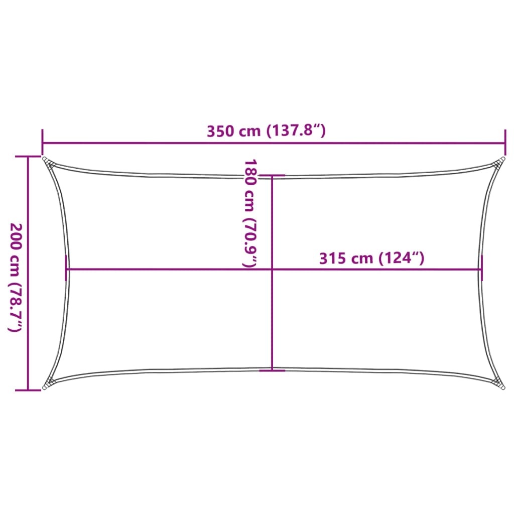 HDPE Sonnensegel 2 x 3,5 m Anthrazit UV- und Schimmelresistent