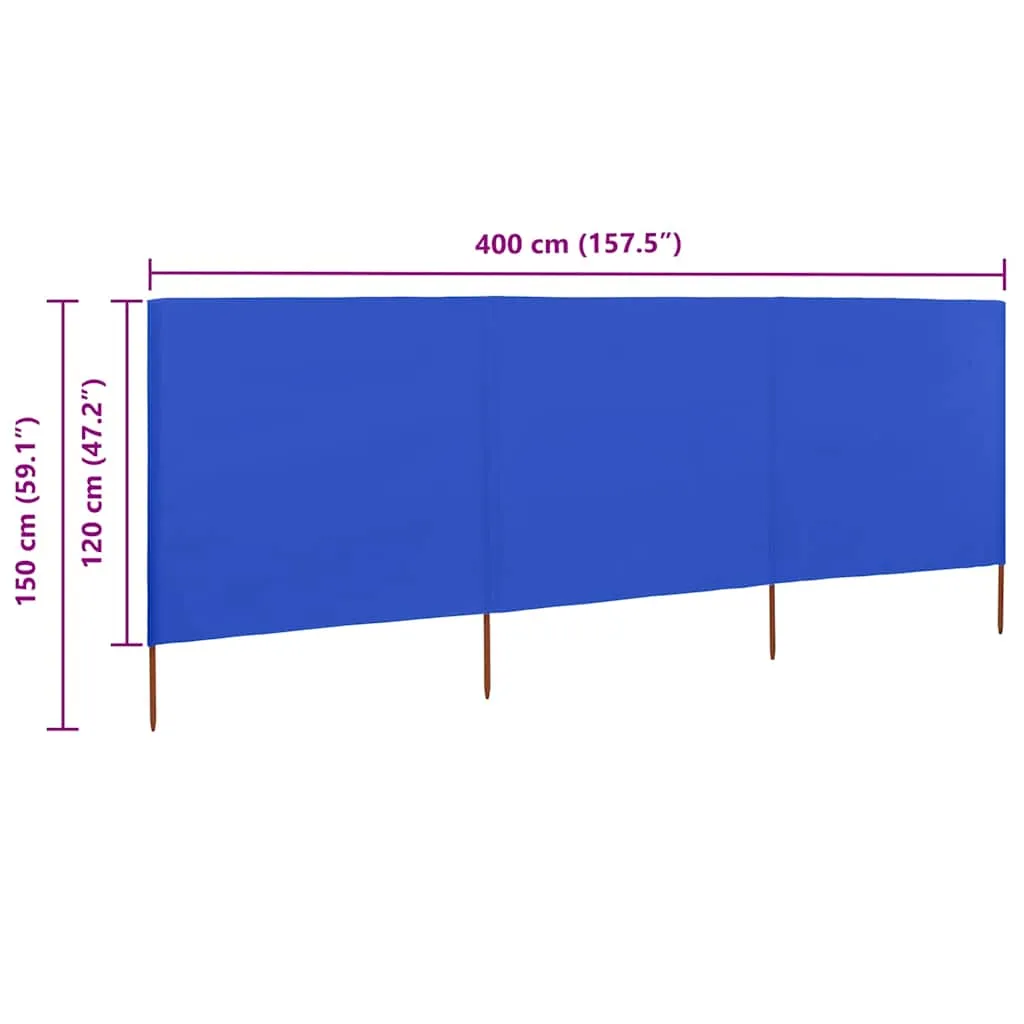 Faltbarer Windschutz 400 x 120 cm in Azurblau