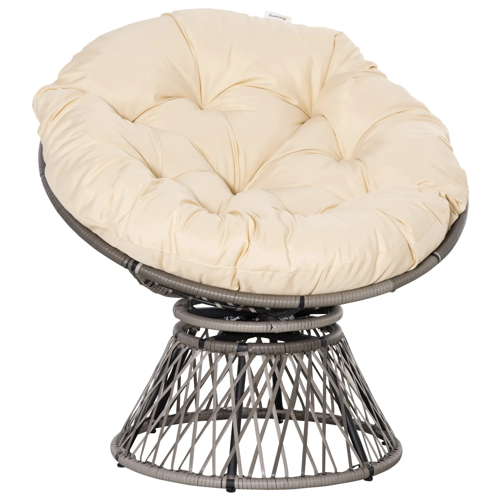 Papasansessel Beige 87x97x86 cm mit abnehmbarem Polster