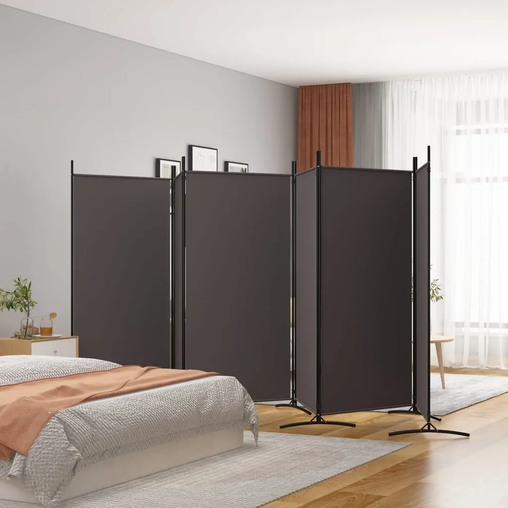 Paravent Raumteiler 520x180 cm Braun mit 6 Paneelen aus Stoff