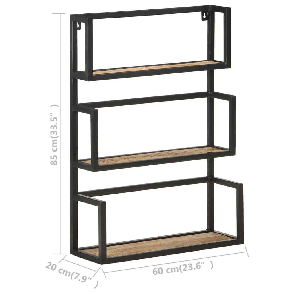 Wandregal 60x20x85 cm Raues Mangoholz