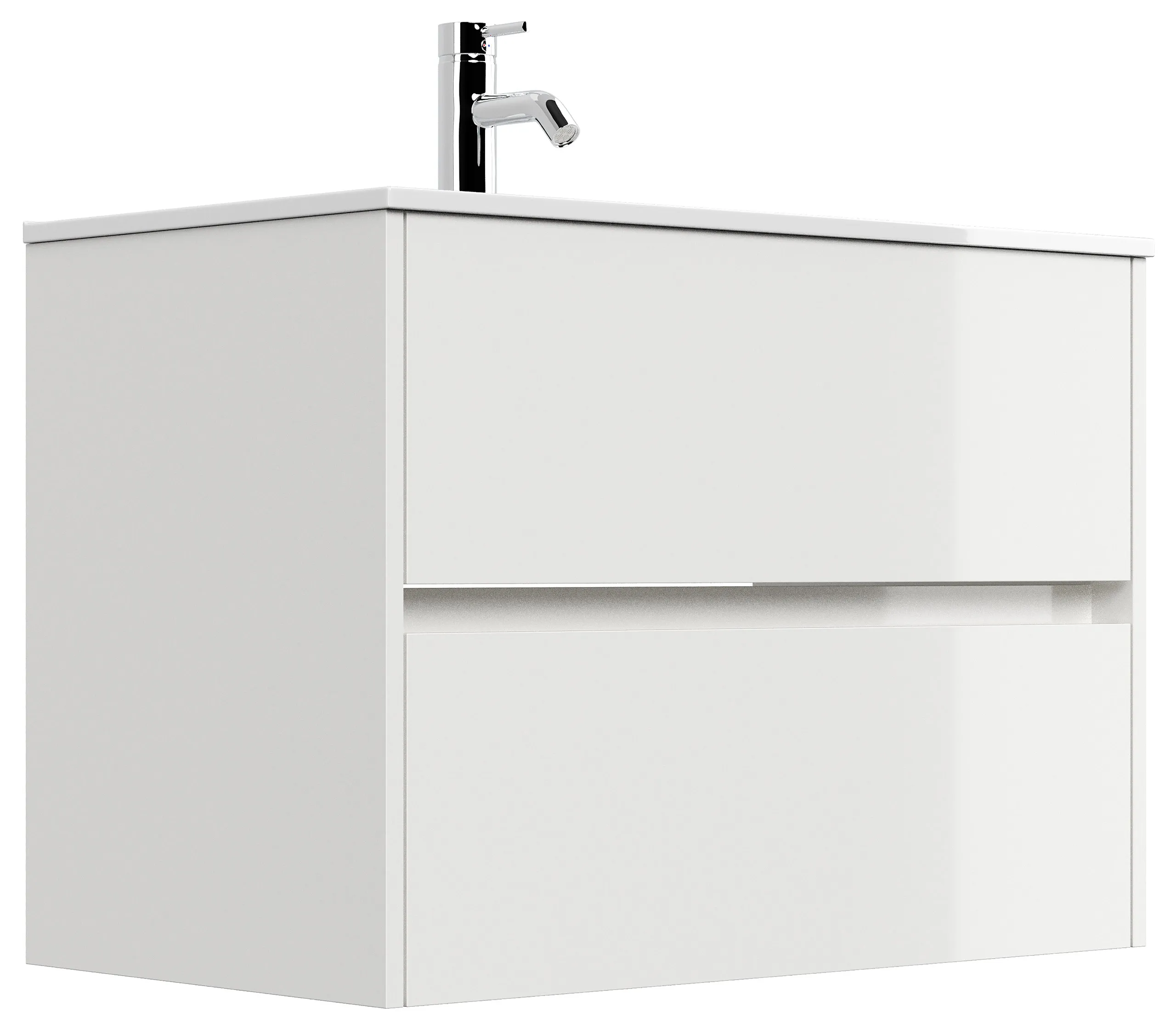 Badmöbel Limes & Waschtisch 80cm 2 Greifraum SoftClose Auszüge weiß Hgl