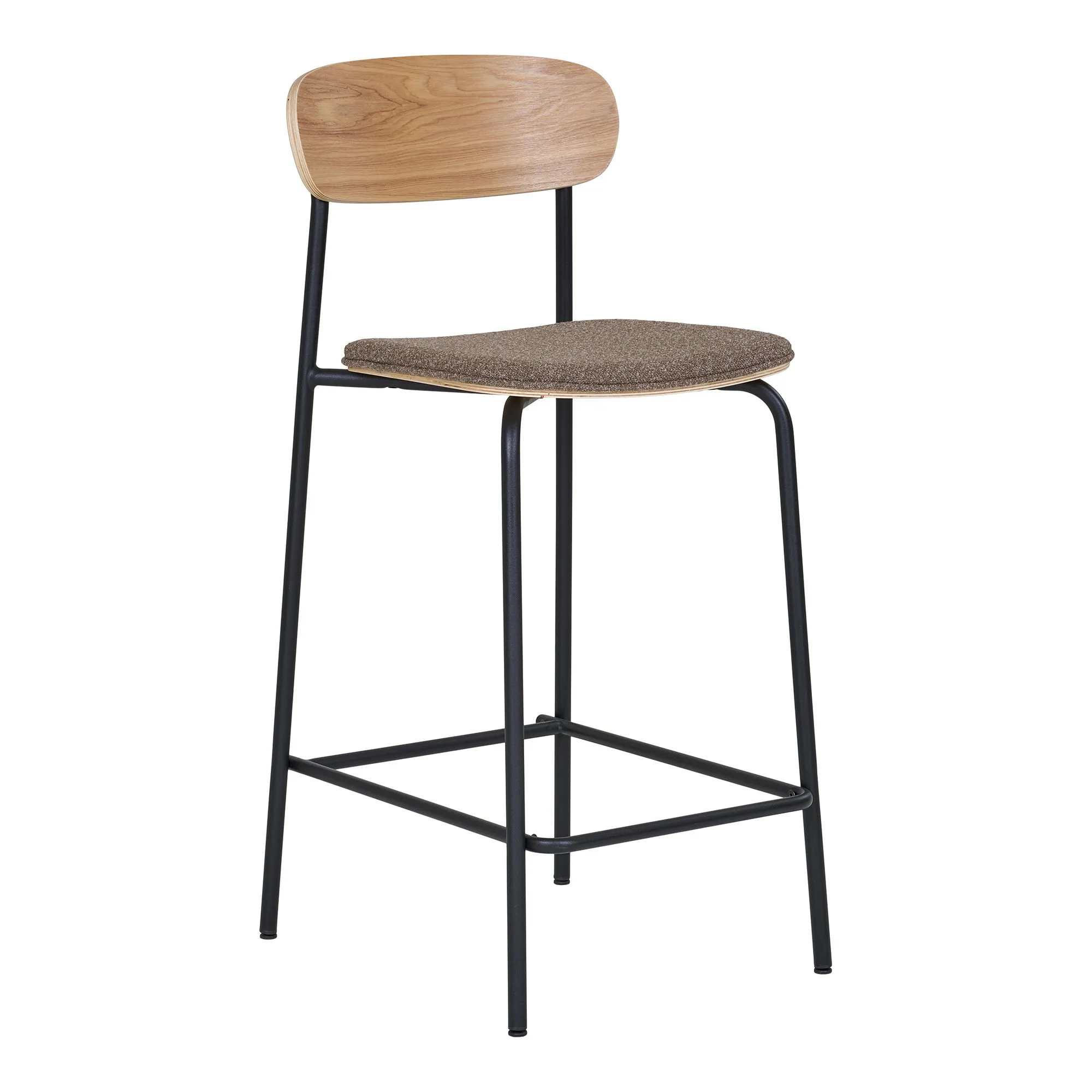 tinkaro Barhocker Estepona Rückenlehne Esche 49 x 42,5 x 95 cm Natur Braun Schwarz
