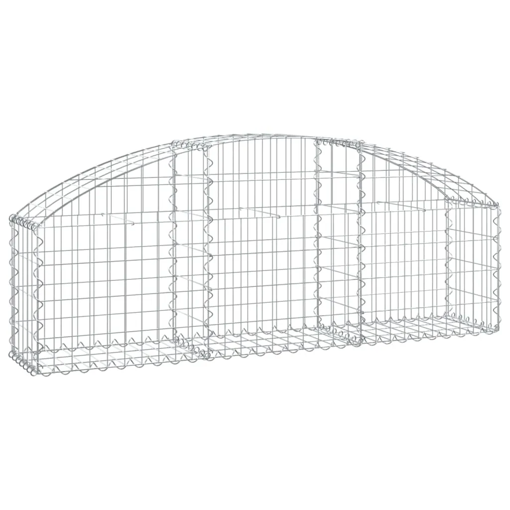 Gabionenwand Hochbogen 150x30x40/60 cm Silber verzinktes Eisen