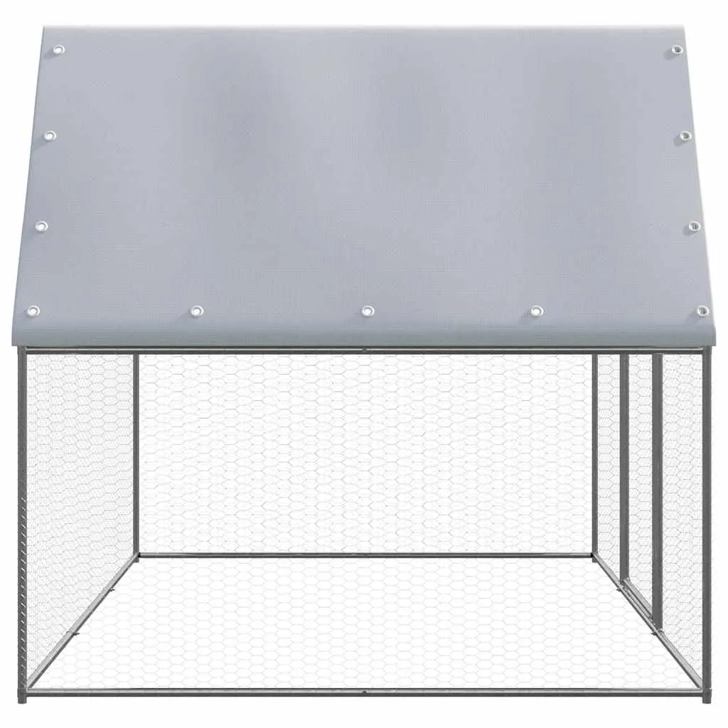 Hühnerkäfig 3x2x2 m in Silber und Grau mit verzinktem Stahlrahmen