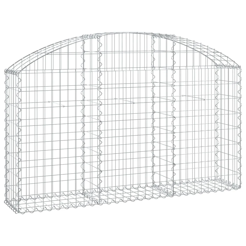 Gabionenwand Hochbogen 150x30x80/100 cm Silber verzinktes Eisen