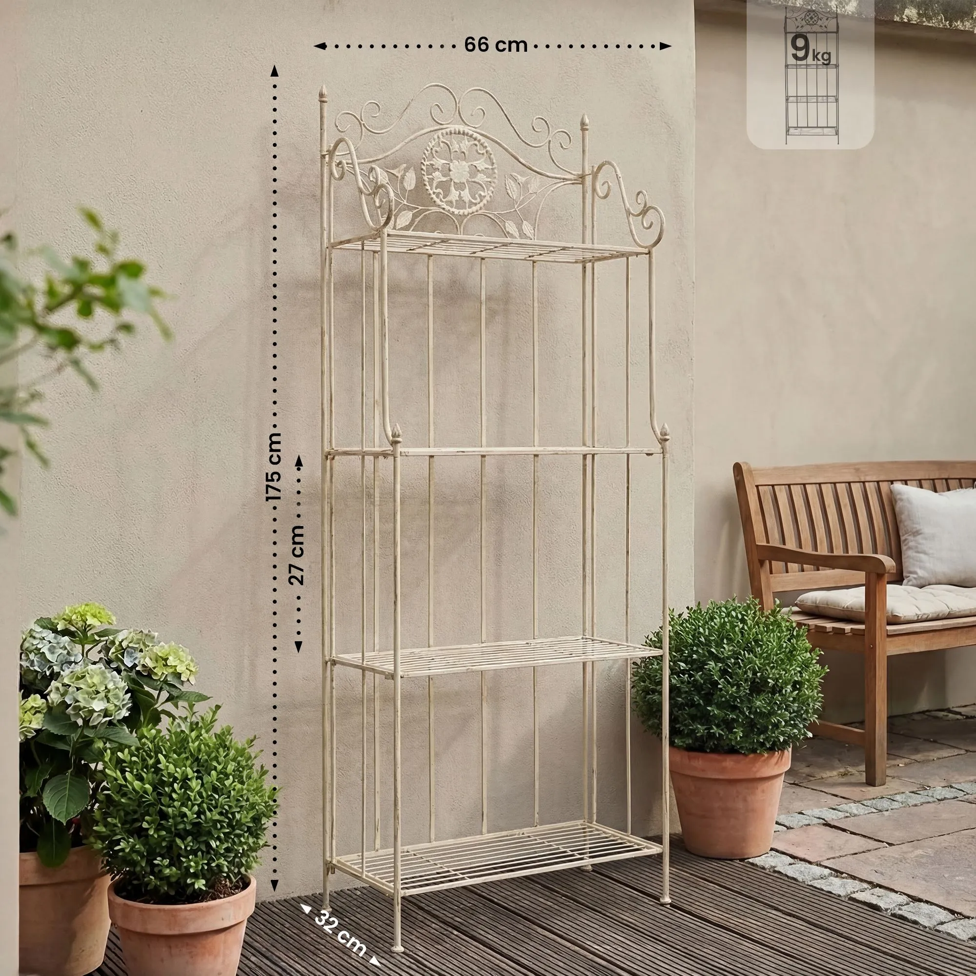 Pflanzenregal Flora Klappregal 66x32x175 cm antik-creme