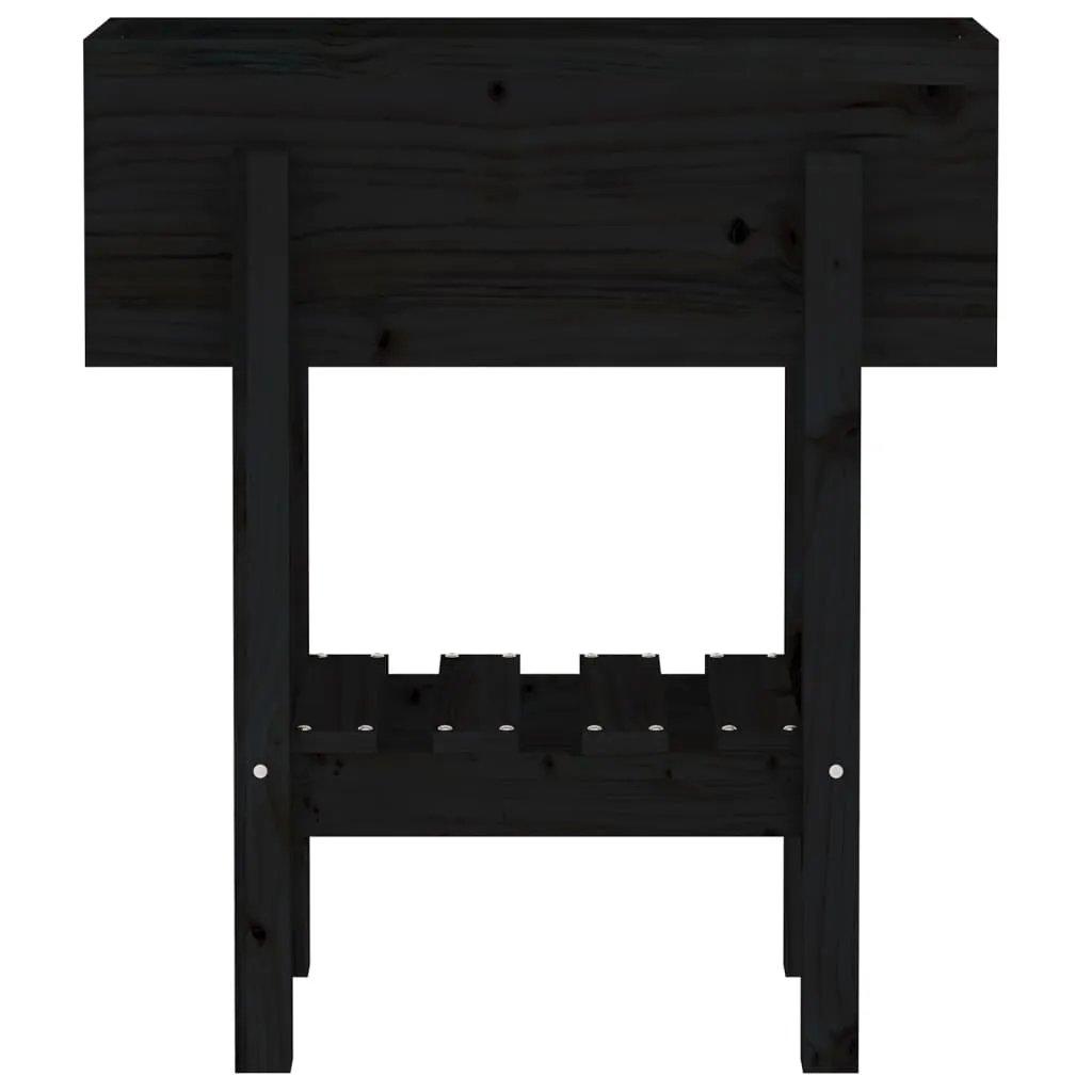 Pflanzkübel aus Massivholz 62 x 30 x 69 cm Schwarz mit Ablage