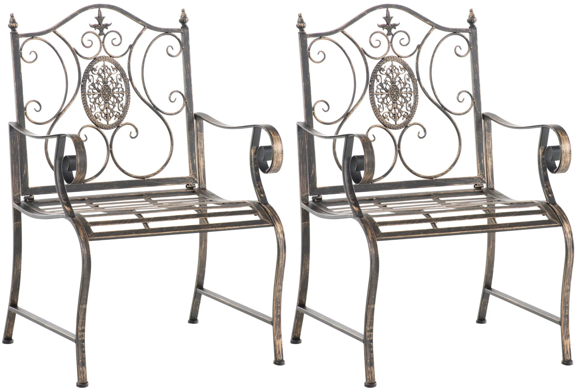 2er Set Gartenstühle Punjab 94x62x53 cm Bronze