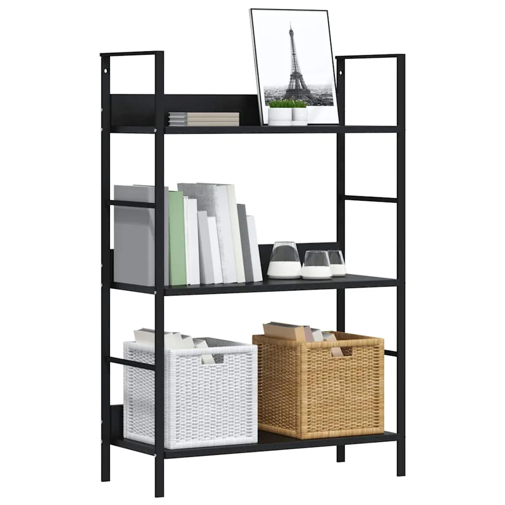 Schwarzes Bücherregal 60 x 27,6 x 90,5 cm mit 3 Ablagen