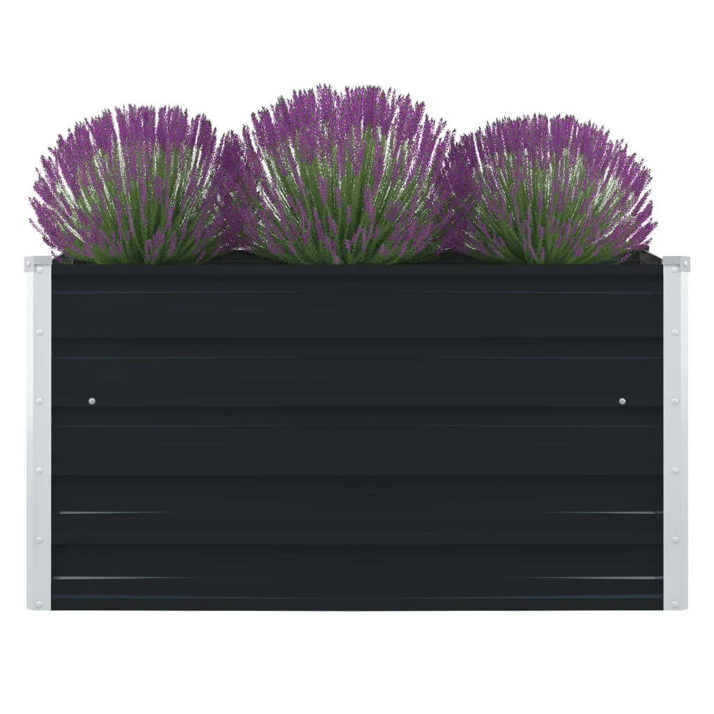 Quadratisches Hochbeet 100 x 100 x 45 cm Anthrazit aus verzinktem Stahl
