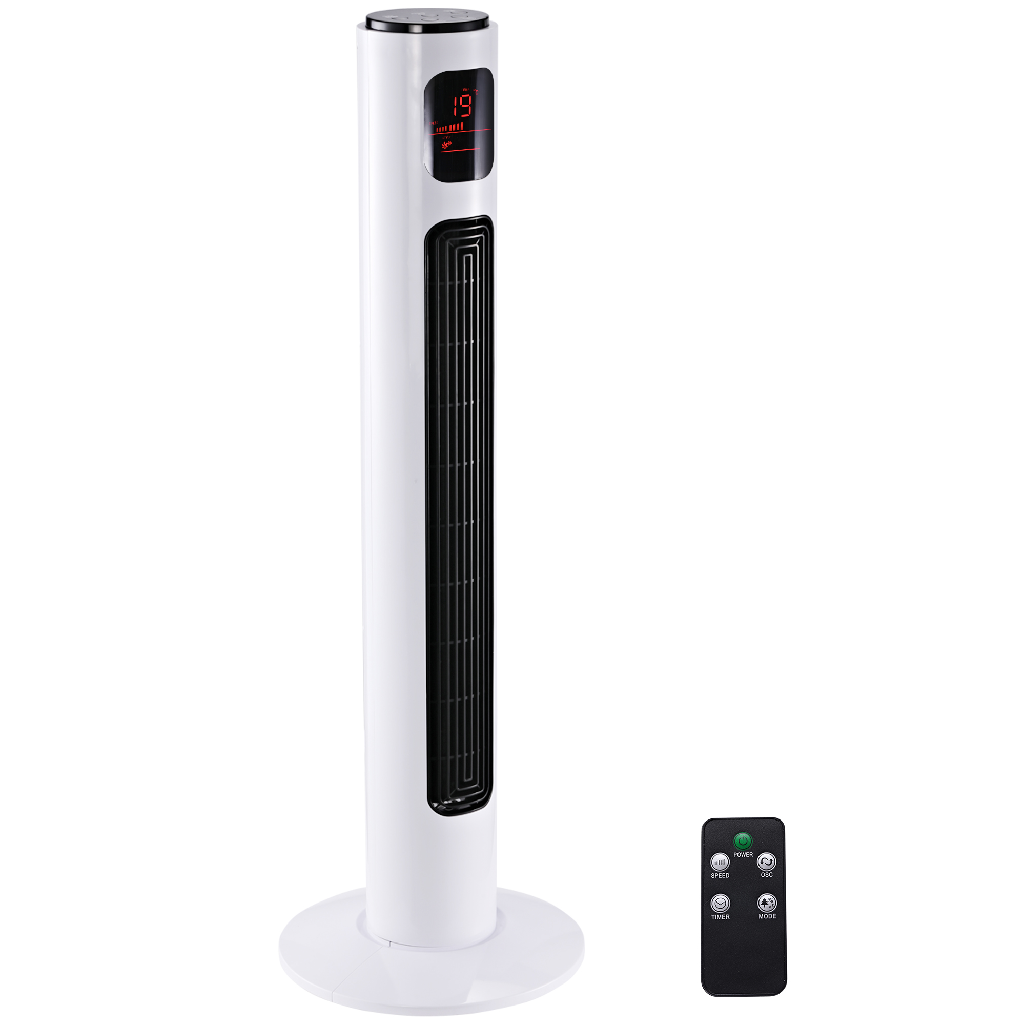 Turmventilator 32L x 32L x 96H cm in Weiß und Schwarz
