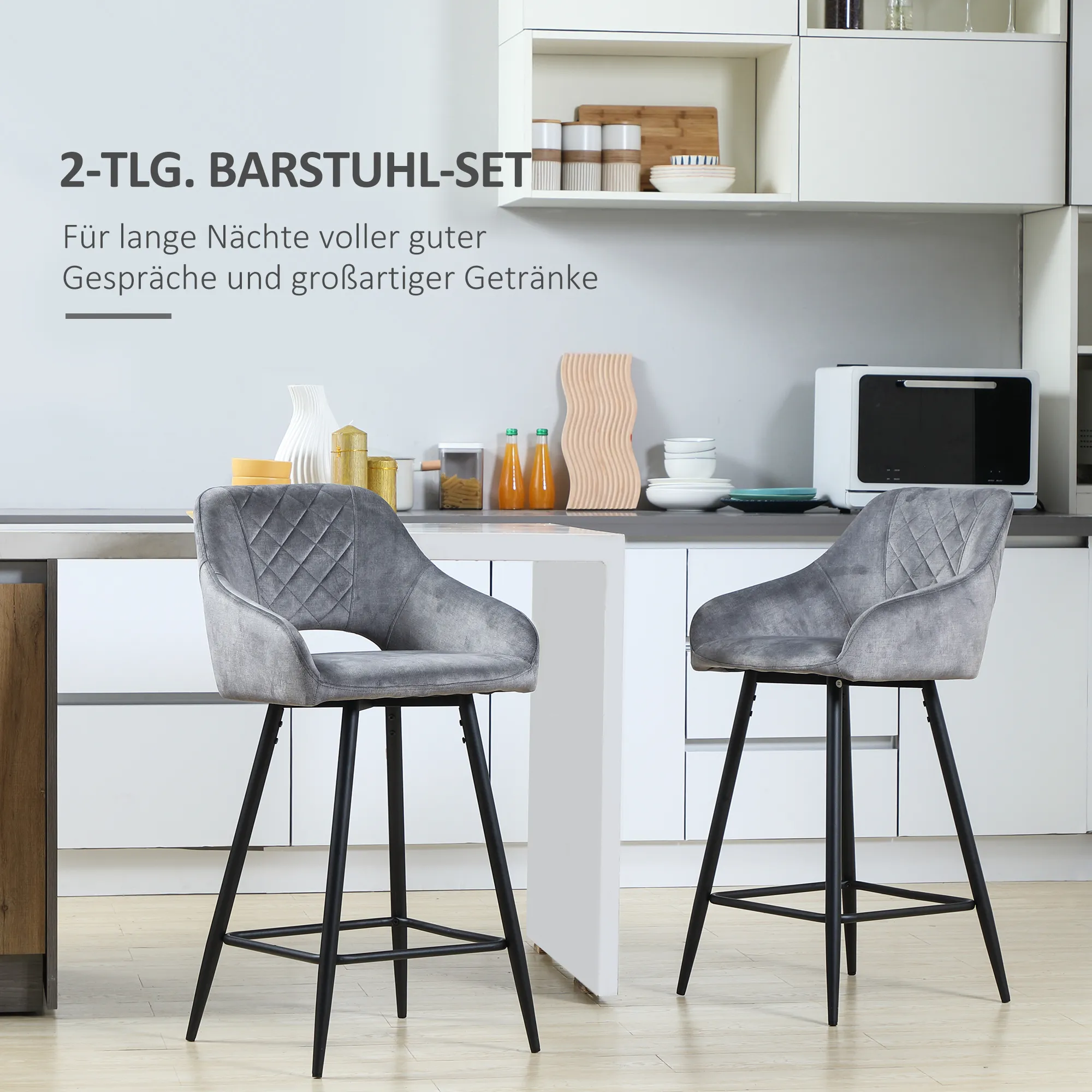 Bistrohocker Grau 50B x 56T x 98H cm im 2er-Set