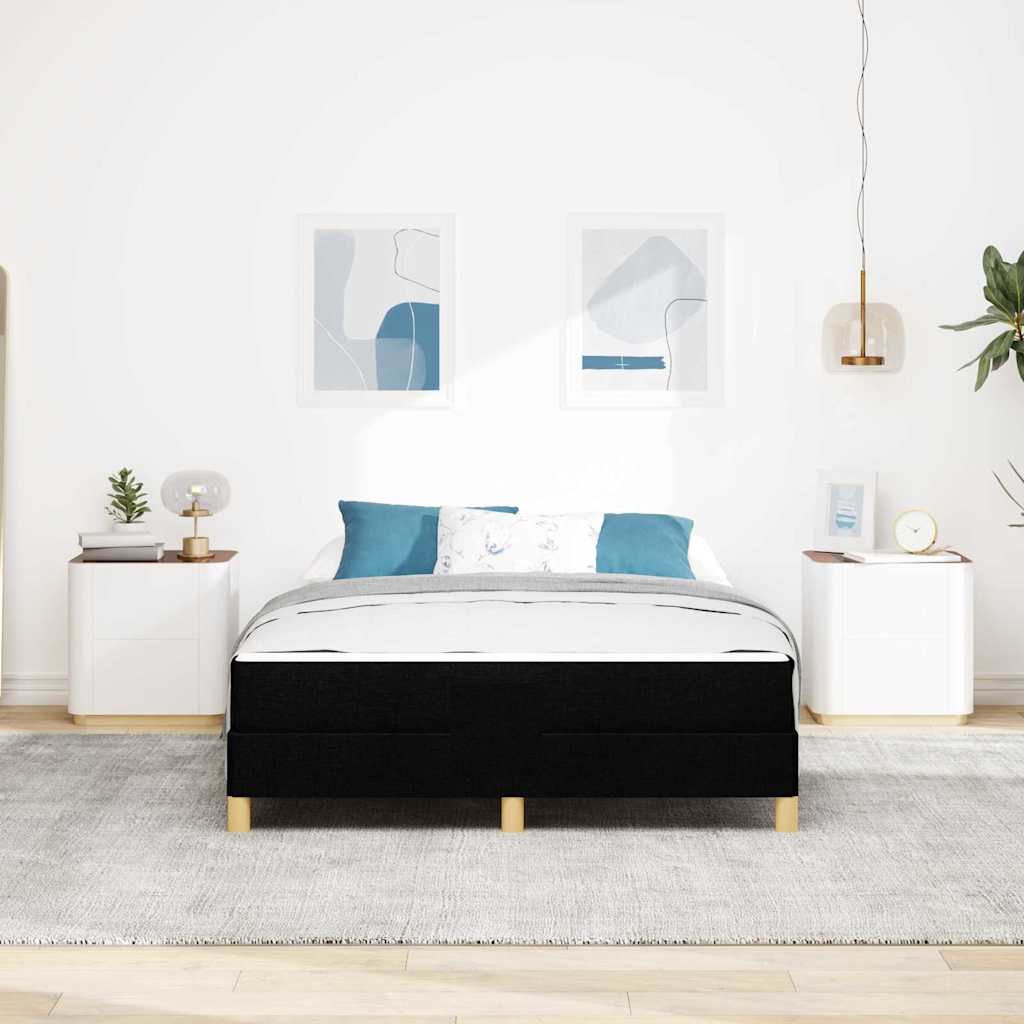 Boxspringbett mit Matratze, Stoff, 140 x 190 cm, Schwarz