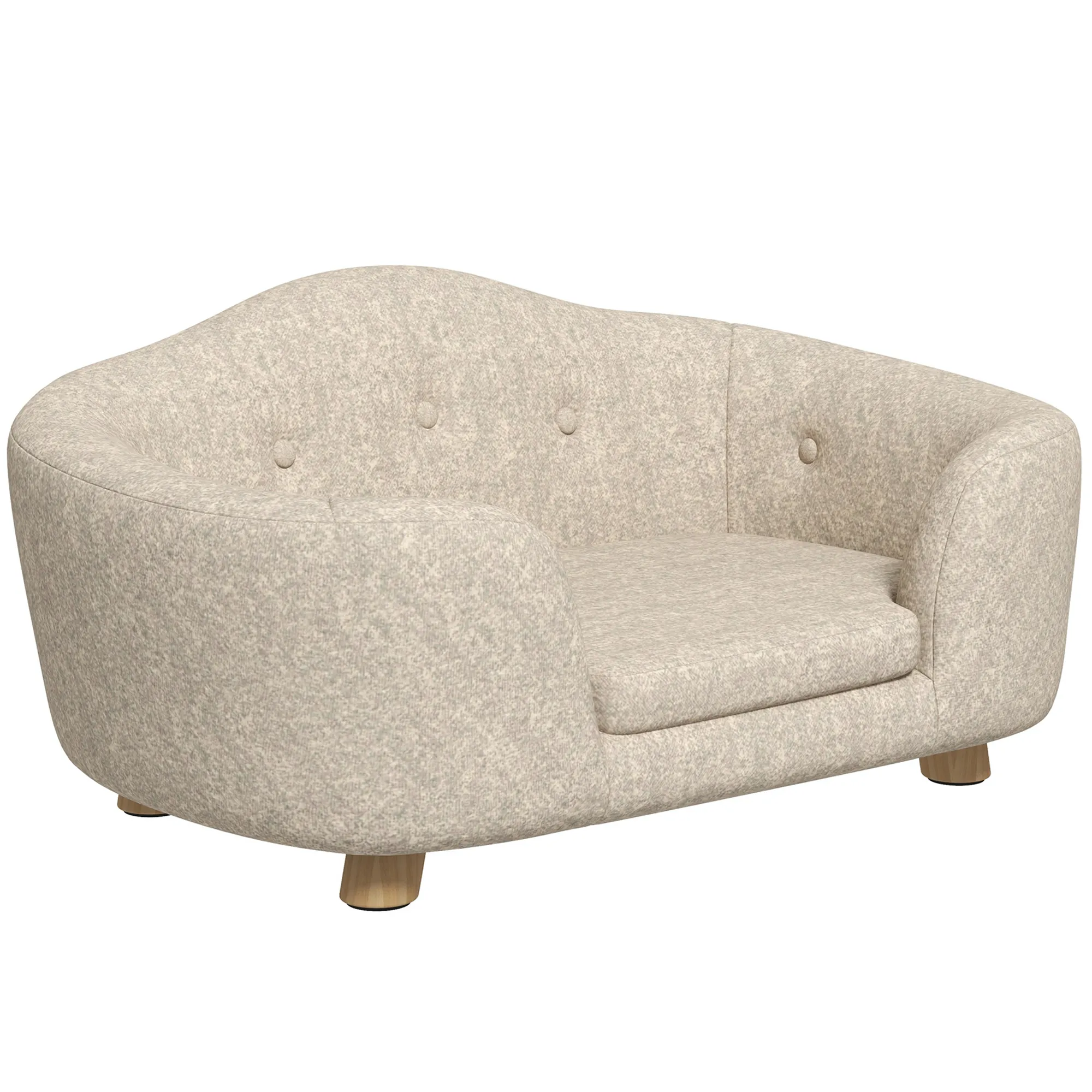 Hundesofa aus Kiefernholz mit Plüsch, 70 x 47 x 30 cm, Cremeweiß