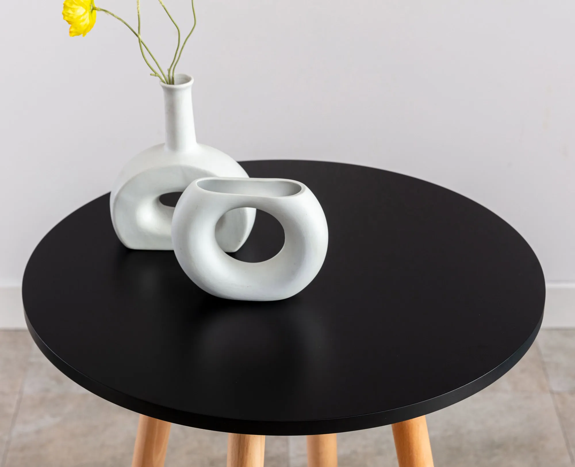 Stehtisch Mijas rund 60x60x107 cm schwarz Massivholz