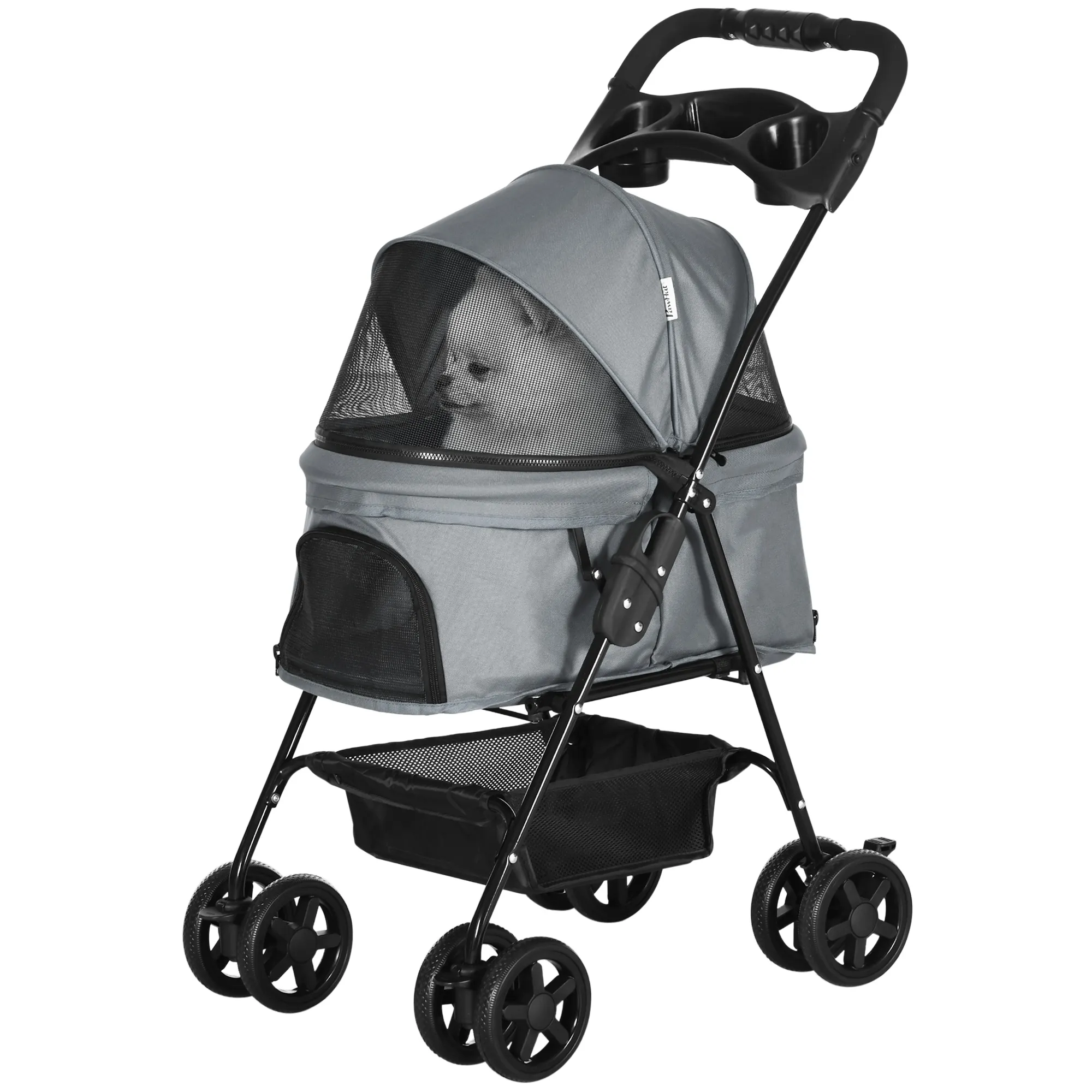 Hundebuggy Grau 67L x 45B x 96H cm für kleine Hunde bis 4 kg