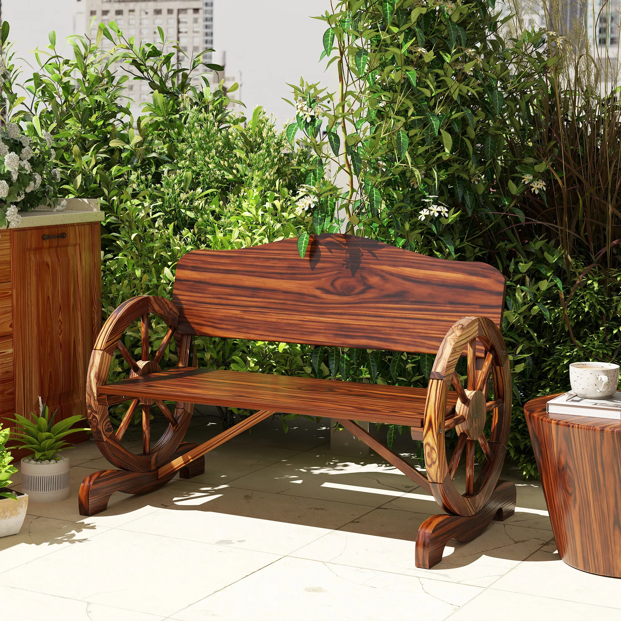 Wetterfeste Gartenbank 110x55x80 cm in Verkohlter Optik