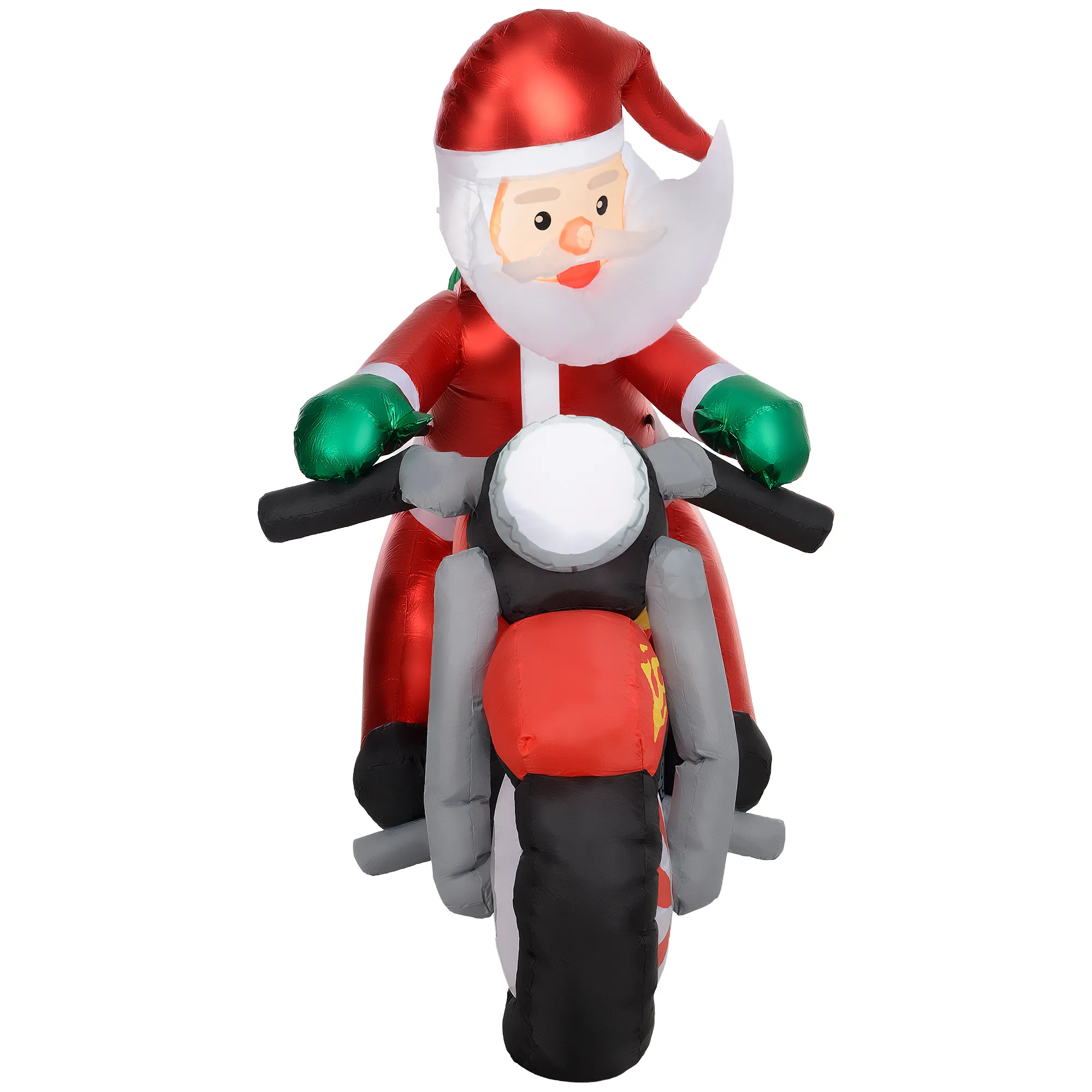 Weihnachtsmann auf Motorrad, Gartendeko, LEDs, aufblasbar, wetterfest, 180 x 95 x 170 cm