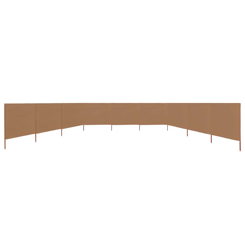 9-teiliger faltbarer Windschutz 1200x160 cm Taupe mit Massivholzpfählen