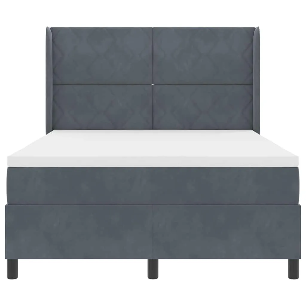 Boxspringbett Samt Dunkelgrau 140x200 cm mit verstellbarem Kopfteil