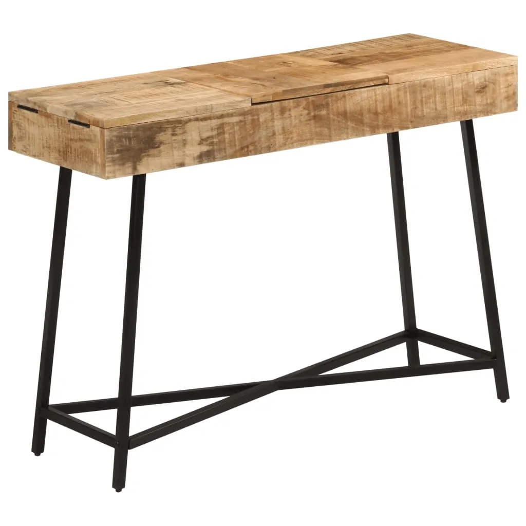 Schminktisch aus Vollholz mit Eisenbeinen 105 x 35 x 75 cm Schwarz